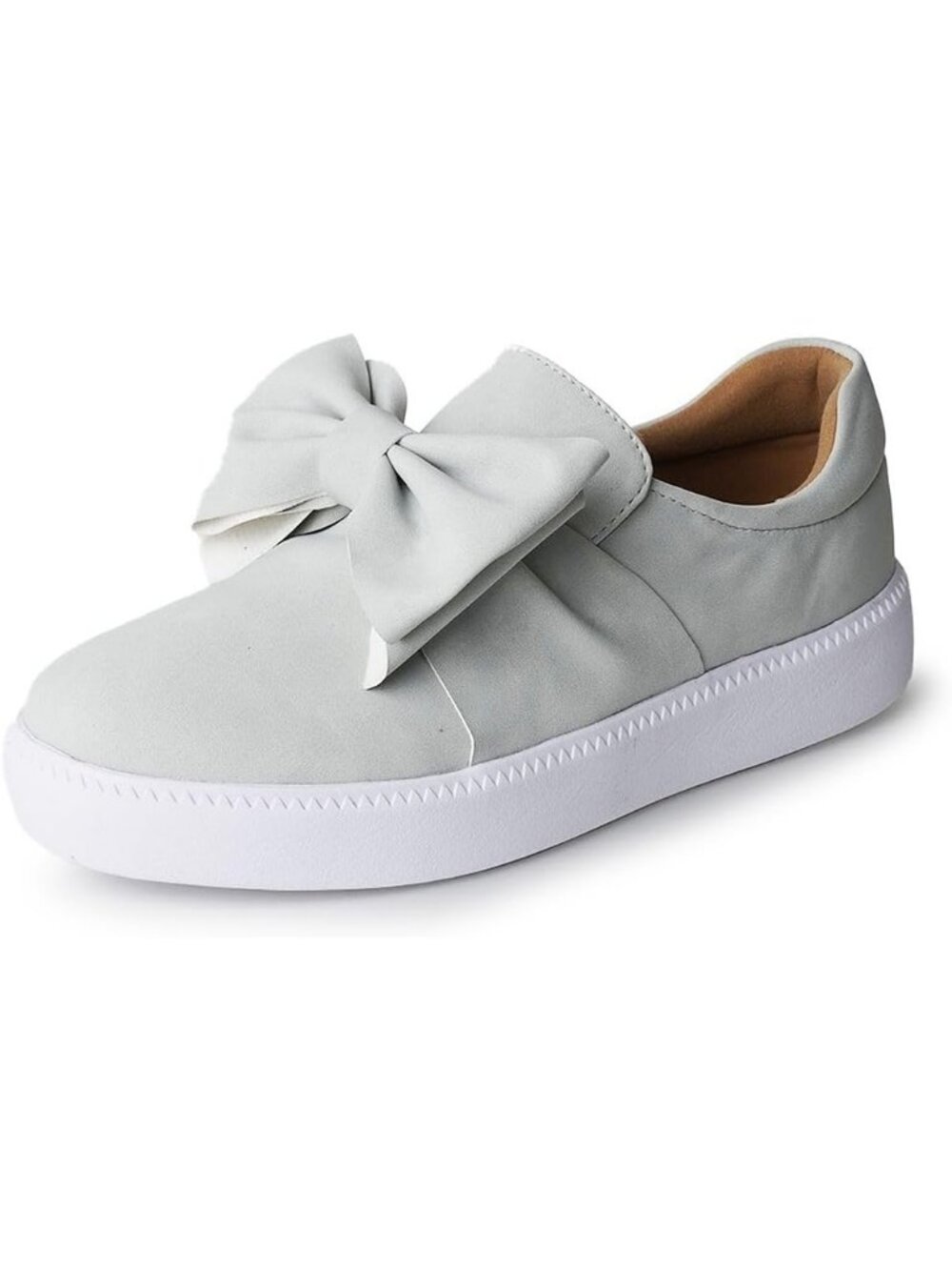 J Adams Women's Taupe Pu Slip On Bow Casual Comfort Platform Sneaker Shoes